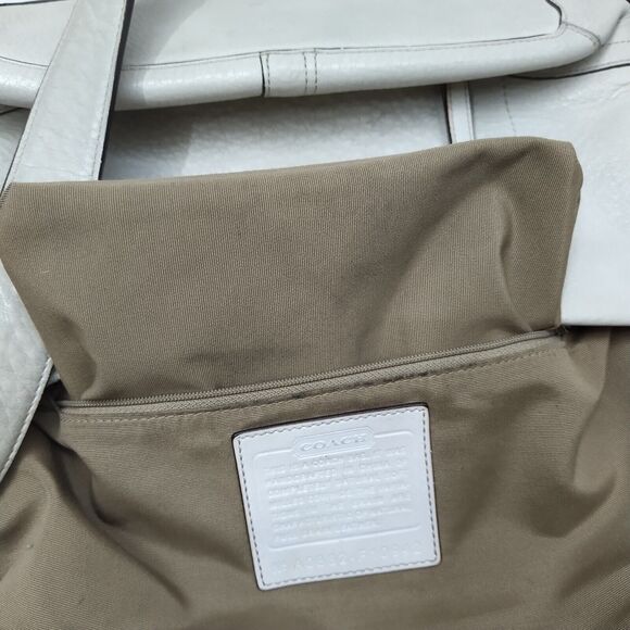 Coach Ivory Pebbled Leather Zipper Closure Crossbody Bag - Picture 13 of 16